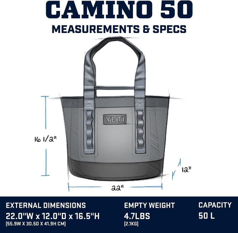 YETI Camino 50 Carryall with Internal Dividers, All-Purpose Utility, Boat and Beach Tote Bag, Durable, Waterproof, Ridegeline