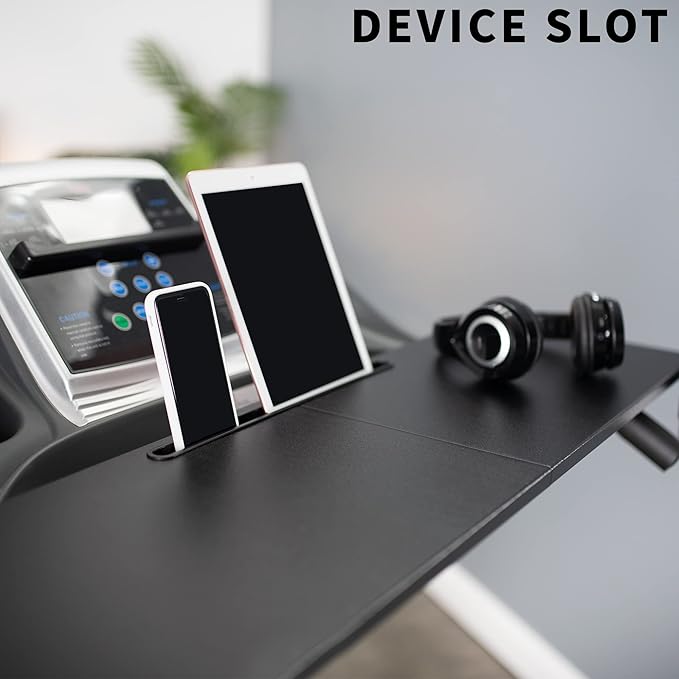 VIVO Universal Treadmill Desk with Phone Slot and Cup Holder, Ergonomic Platform for Notebooks, Tablets, Laptops, and More, Fits Treadmill Handlebars up to 31 inches, STAND-TDML2A