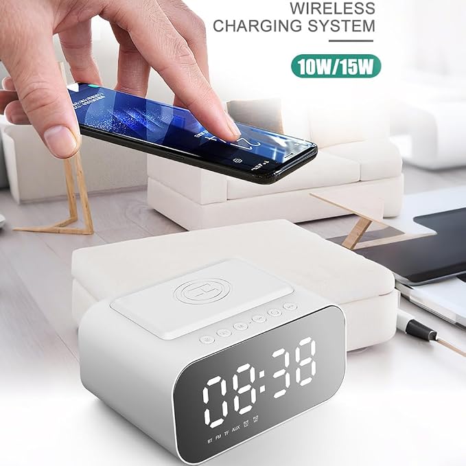 IHAO 3in1 Multifunctional Foldable Wireless Charging Station with LED Ambient Night Light Fast QC3.0 Charger for Phone iWatch Headphone Space-Saving Auto-Shutoff &amp Overcharge Protection-Black