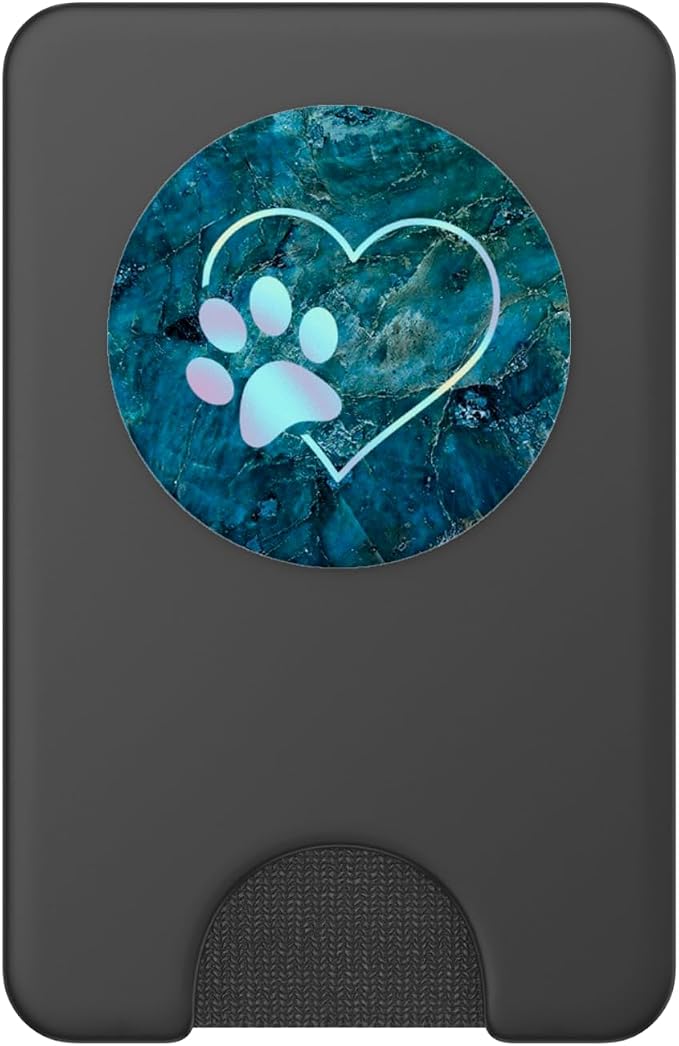 Rainbow Paw Print Heart Dog Cat Blue PopSockets Adhesive PopGrip