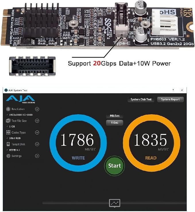cablecc 5Gbps Type-E USB 3.1 Front Panel Socket &amp USB 2.0 to NVME NGFF M-Key Express Card VL805 Adapter for Motherboard
