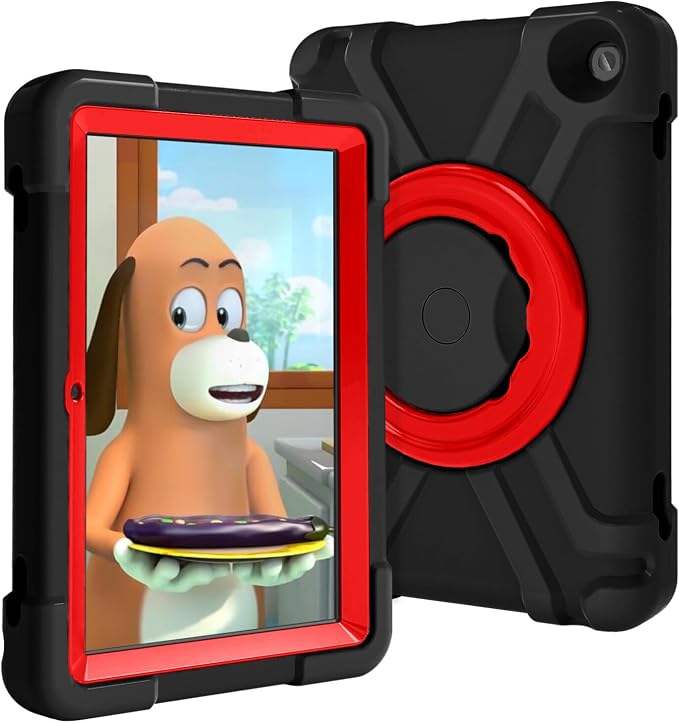 AKABEILA Compatible with Amazon Fire HD 8 2020/2022 Tablet Case，Rugged Kids Case with Stand Lightweight Shockproof Kids Friendly Tablet Cover Black