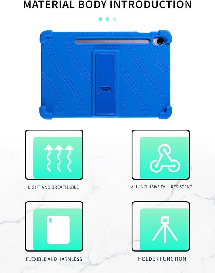 Case for Samsung Galaxy Tab S11 Tablet 11 inchWUNIAK Shock Proof Lightweight Stand Rubber Shell Protective CoverKids Friendly Soft Silicone Adjustable Stand CoverBlue