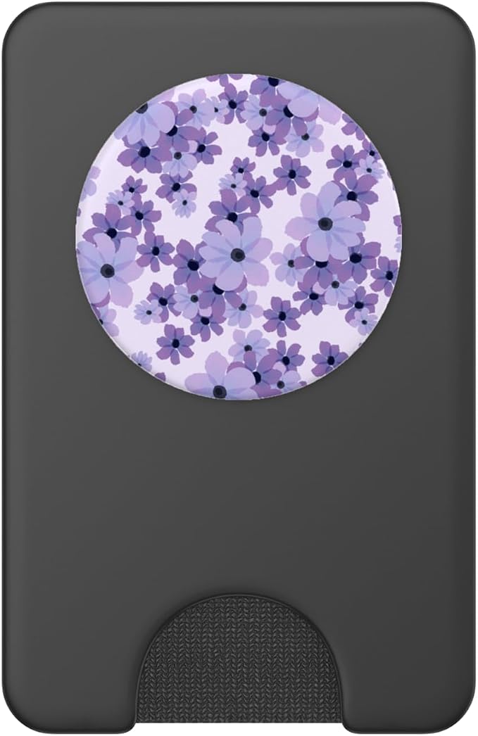 Purple Flowers Pattern Pop-Up Socket Grip-Flowers Floral PopSockets PopGrip for MagSafe