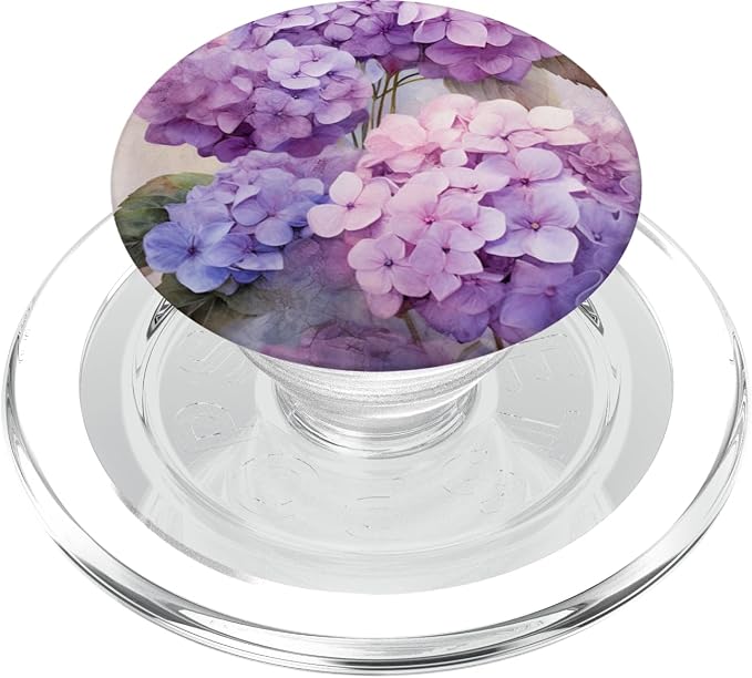 Vintage Floral Purple Hydrangeas Pastel PopSockets MagSafe PopGrip for iPhone