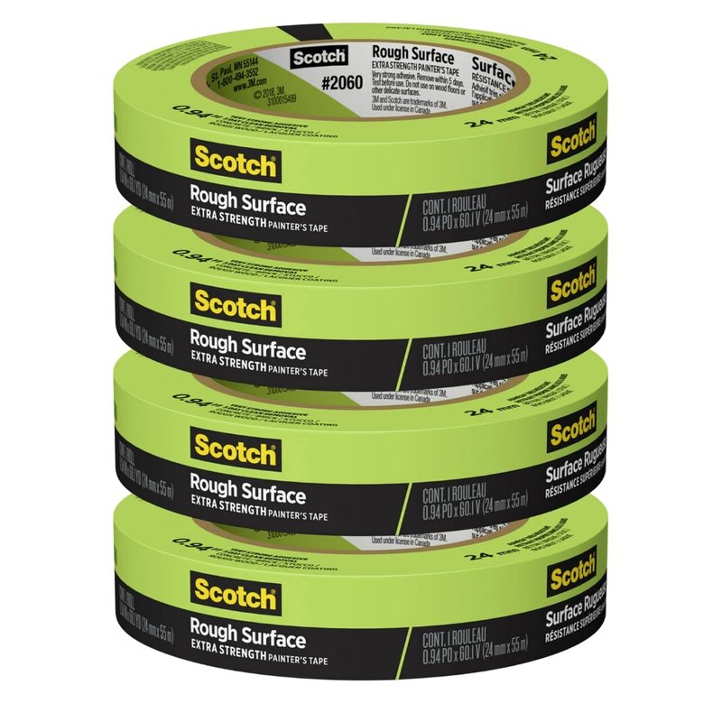 Scotch Painter's Tape 2060-1A 2060 Masking Tape, 1-Inch by 60-Yard, Green, 4 Pack