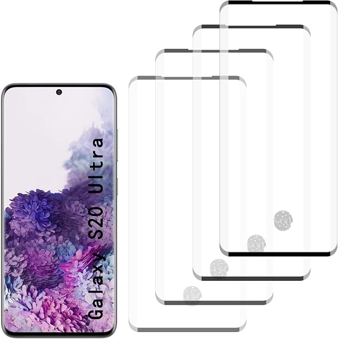 [4 Pack] Tempered Glass Screen Protector for Samsung Galaxy S20 Ultra | Tempered Glass Scratch Resistant Easy-Install Bubble Free Anti-Fingerprint