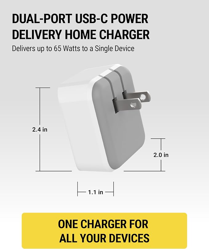 Scosche HPDCA32 PowerVolt 32W Certified Type-C + Type-A Fast Wall Charger Power Delivery 3.0 for ALL USB-C and USB-A Devices in Black