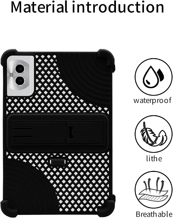 for Boost Celero 5G Tab 11 Inch Android Tablet CaseBOVUGAC Soft Silicone with Capacitive PenHeat Dissipation DesignAdjustable StandShockproofKids Friendly(Black)