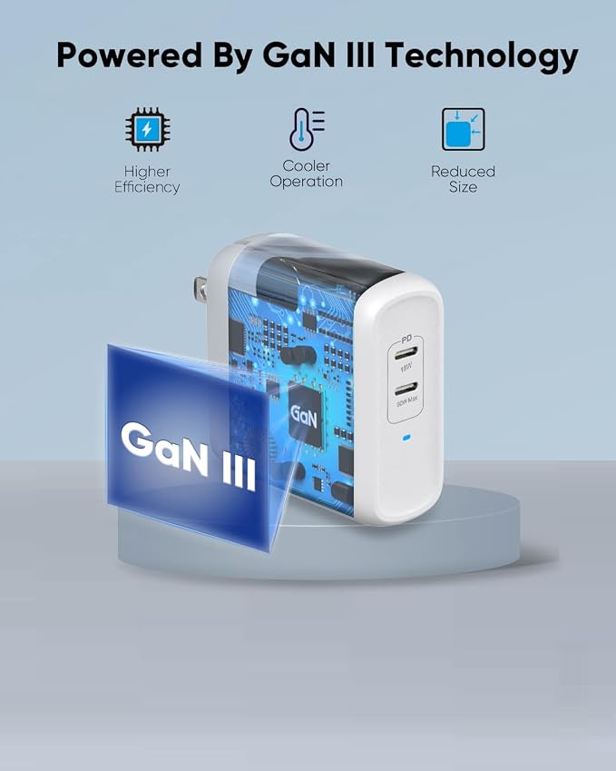 USB C Wall Charger PowerLot 68W 2-Port GaN PD 3.0 USB C Charger Block 60W USB C Power Adapter for MacBook Pro Fast Wall Charger for iPhone 15 pro maxiPhone14/13/12 Pro Max iPad ProiWatchiPods