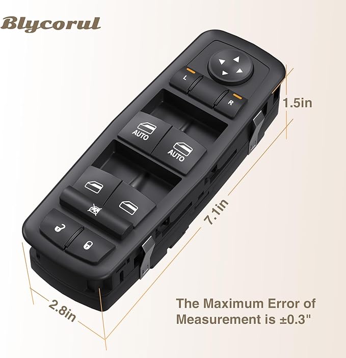 Blycorul Master Power Window Switch Driver Side Replacement for 2011-2020 Chrysler 300 Chrysler 200, 2011-2019 Dodge Charger, 2016-2022 Ram 1500/2500/3500 - Replaces OEM 68139805AB, 56046823AE