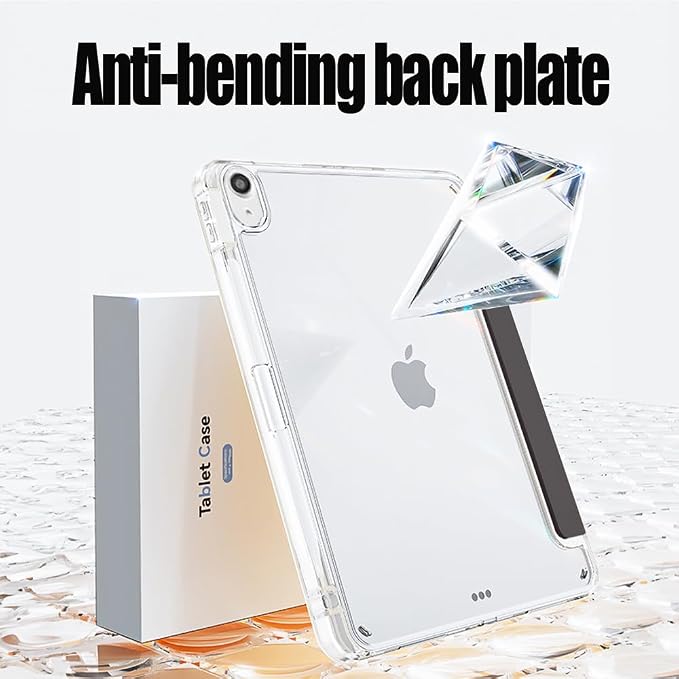 Slim Case for iPad Air 11 M4/M3/M2 &amp 10.9 5th/4th Gen Aqua Blue | Pencil Holder Multi-Angle Y Fold Stand Clear Acrylic Cute Cover Auto Wake-Sleep 2026/2025/2024/2022/2020