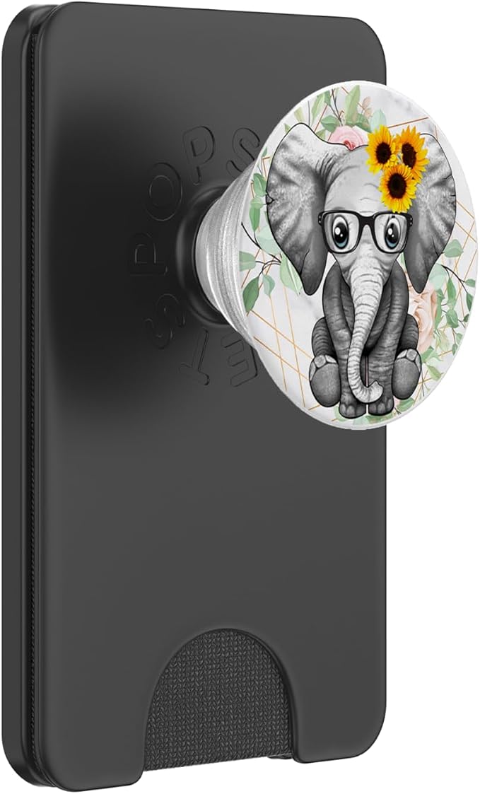 Cute Elephant Sunflower PopSockets Adhesive PopGrip