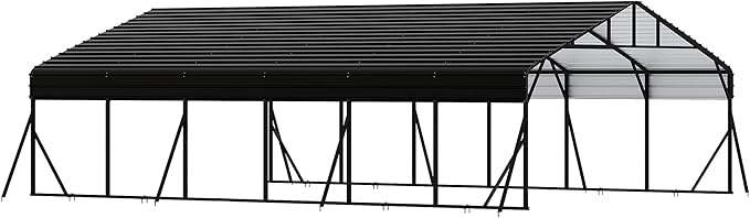 20 x 30 FT Metal Carport with Galvanized Steel Roof, Heavy Duty Metal Roof Carport with Enhanced Base, Tall MetalCarport Kits Garage for Tractors, Trucks, Boats, Cars