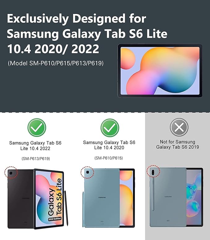 Kids Case for Samsung Galaxy Tab S6 Lite 10.4 Inch with S Pen Holder Black | Fits 2024/2020/2022 Released Shockproof EVA Lightweight Foldable Handle Stand Washable Kids-Friendly