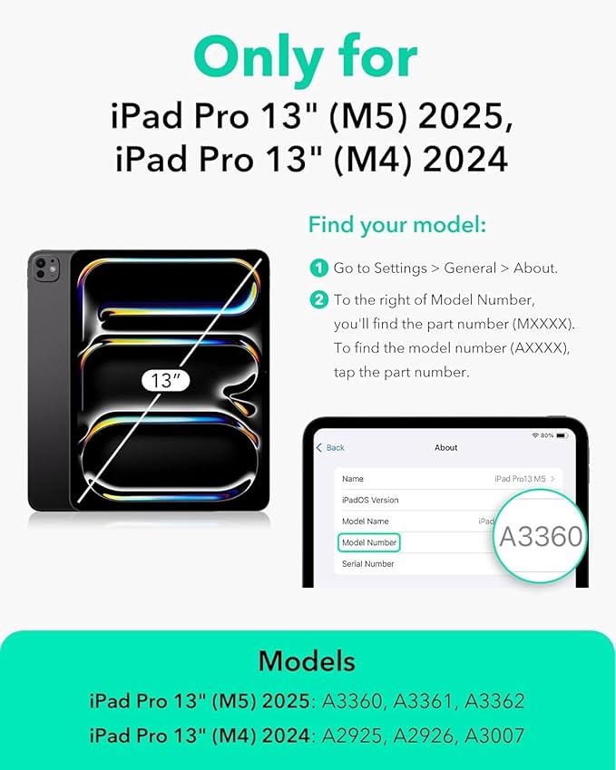 ESR for iPad Pro 13 Inch Case (M5/M4) 2025/2024, Powerful Magnetic Attachment, Slim Trifold Stand Case, Supports Pencil Pro & Pencil(USB-C), Auto Wake/Sleep, Rebound Series, Green