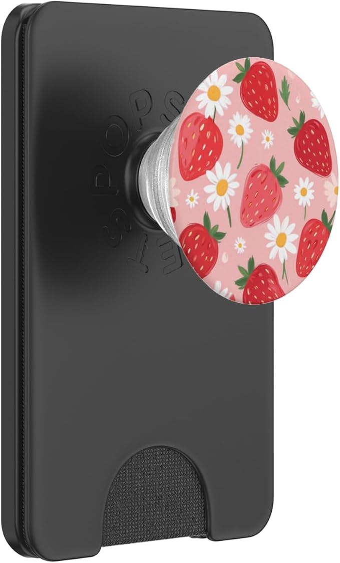 Pink Strawberry Daisy Pattern PopSockets PopGrip for MagSafe