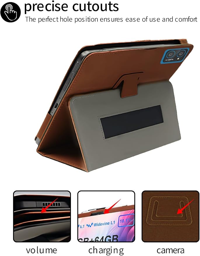 for AWOW UTBook_14 Android 10 inch Tablet CaseFolding Stand Protective Cover with Pencil Holder and Wrist StrapFull Protection Premium PU Scratch Resistant(Black)