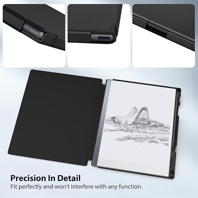 TiMOVO Case Fit for Remarkable 2 10.3 2020 with Pen Slot Black | Lightweight Hard Back Shell Protective Book Folio Cover Auto Wake/Sleep
