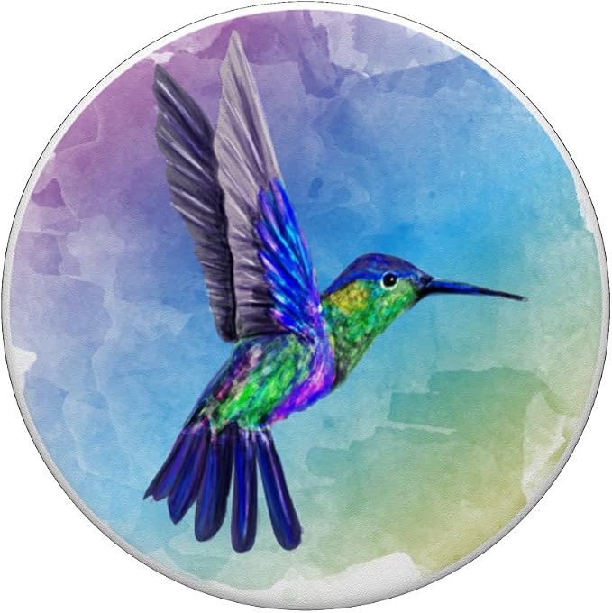 Colorful Watercolor Nature Blue Hummingbird Colorful Bird PopSockets Adhesive PopGrip