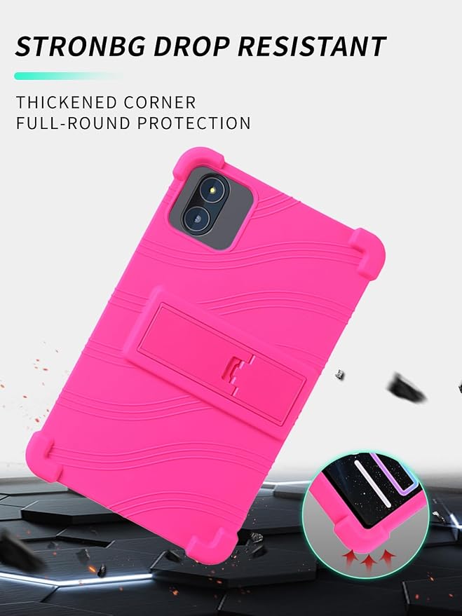 Case for Zuleisy E8A Android 15 Tablet 8.7 inch，WUNIAK Shock Proof Lightweight Stand Rubber Shell Protective CoverKids Friendly Soft Silicone Adjustable Stand CoverBlack