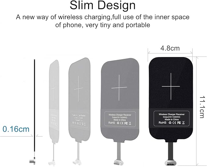 Nillkin Wireless Charging Receiver and Adapter Qi Wireless Charger Receiver Module for Google Pixel 3A XL Samsung Galaxy A13/A14/A15/A42 LG and Other USB C Phones Type C Long