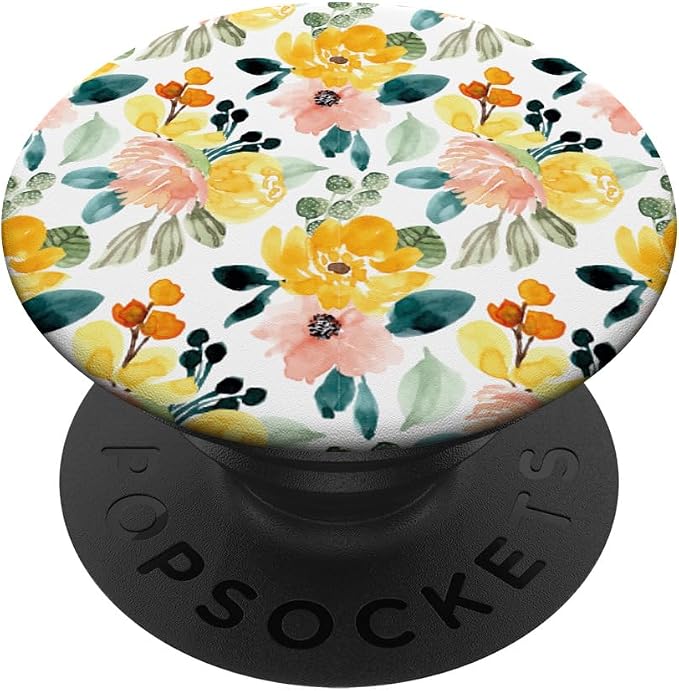 Yellow Rose Pink Floral Orange Flower Design for Women Girls PopSockets Adhesive PopGrip