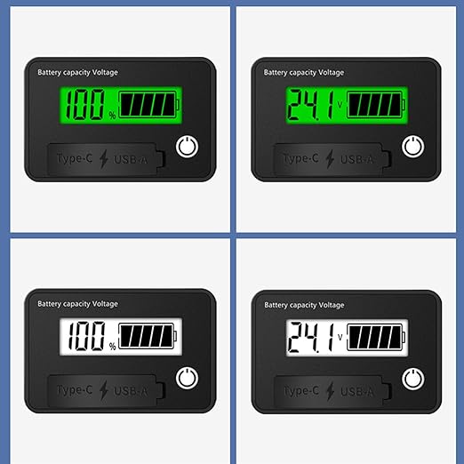 12V 24V Battery Capacity Indicators DC8-30V Leads Acid Lithium Voltages Tester Charging Levels Indicators Battery Capacity
