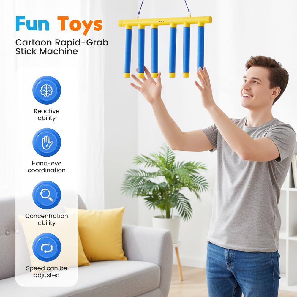 LECDOA Reflex Game Falling Sticks, 3-Speed Adjustable Hand-Eye Coordination Reflex Training Toy, Stick-Catching Game Suitable for All Ages (Blue)
