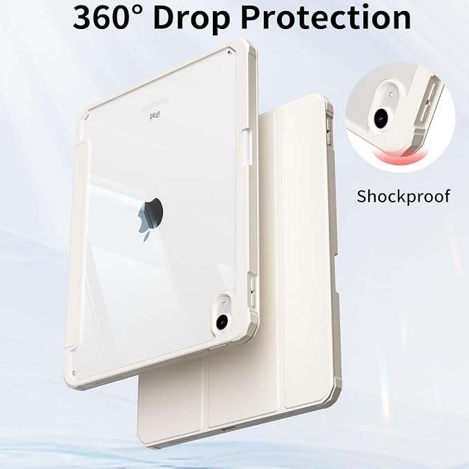 Detachable Case for iPad A16 11th Gen 11/10th Gen 10.9 Black | Slim Transparent Shell Back Soft Shockproof TPU Frame Without Pencil Holder Auto Sleep/Wake