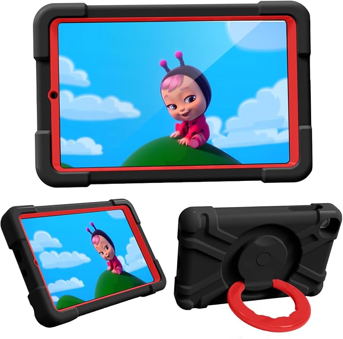 AKABEILA Compatible with Amazon Fire HD 8 2020/2022 Tablet Case，Rugged Kids Case with Stand Lightweight Shockproof Kids Friendly Tablet Cover Black