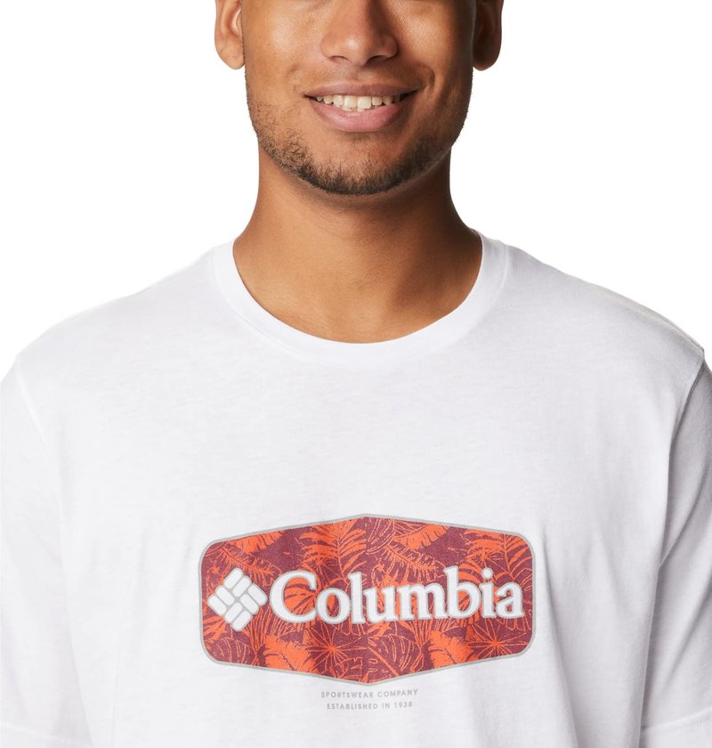 Columbia Men's Thistletown Hills Graphic Short Sleeve, White/Wanderland Graphic, Large