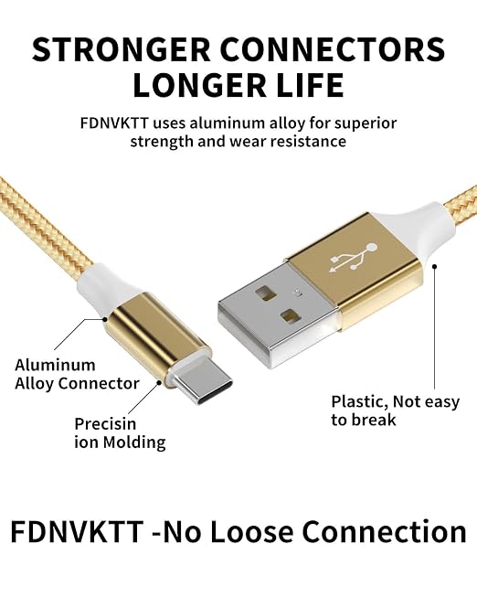 6-Pack USB to USB C Cable Type C Charger Fast Charging Cable Nylon Braided Android Charger for iPhone 16/15 Samsung Galaxy Huawei Google Pixel Sony Switch（3/3/3/6/6/10Ft）