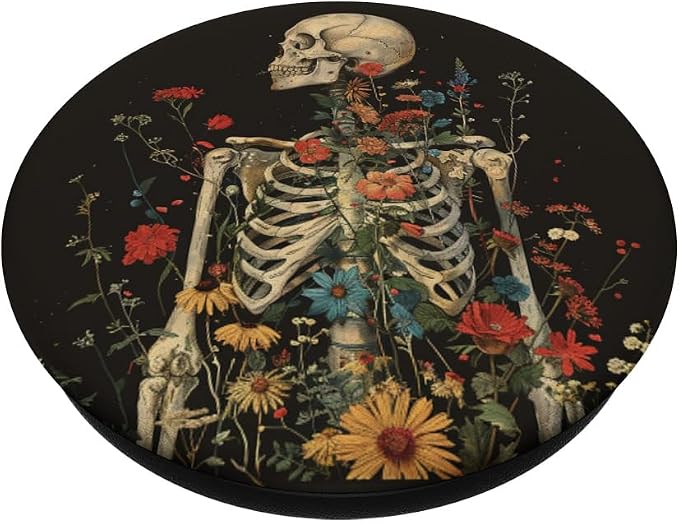 Skeleton Skull Dark Nu Goth Pastel Goth Aesthetic Flower PopSockets Adhesive PopGrip