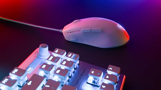 Turtle Beach Pure SEL Wired RGB Gaming Mouse, Ultra-Light 49g Ergonomic Design, 8000 DPI Optical Sensor, Mechanical Switches, Pretension System, Pure PTFE Glides, AIMO RGB Lighting – White
