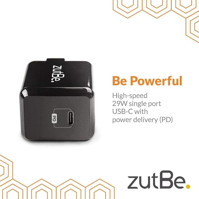 USB-C 29W Wall Charger Foldable Plug Fast Charge Power Delivery PD for iPhone 17 16 15 Pro Max 14 13/12/12 Mini/14 Pro/14 Pro Max/11 iPad Pro/Air 4 Samsung Galaxy Note Pixel Switch and more.