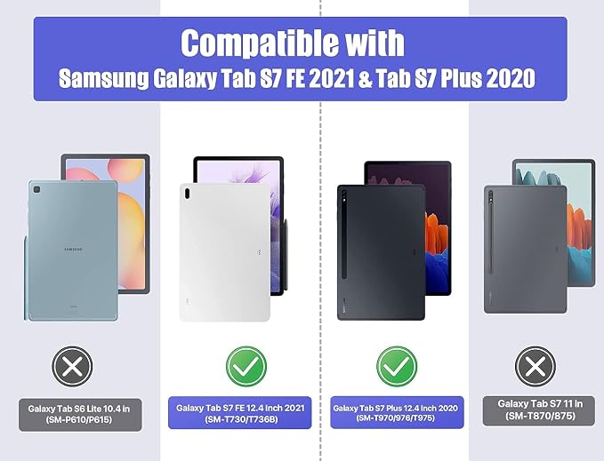 Case for Samsung Galaxy Tab S8 Plus 12.4 2022/S7 FE 2021/S7 Plus 2020 (SM-X800/X806/T730/T733/T736/T738/T970/T975/T976) Lightweight Tri-Fold Stand Thin Cover Auto Wake/Sleep Almond Blossom