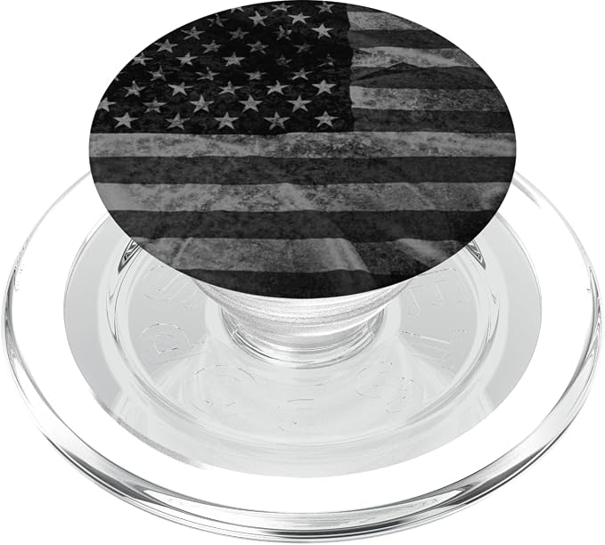 Matte Distressed Black American Flag Gray Vintage US Flag PopSockets Adhesive PopGrip