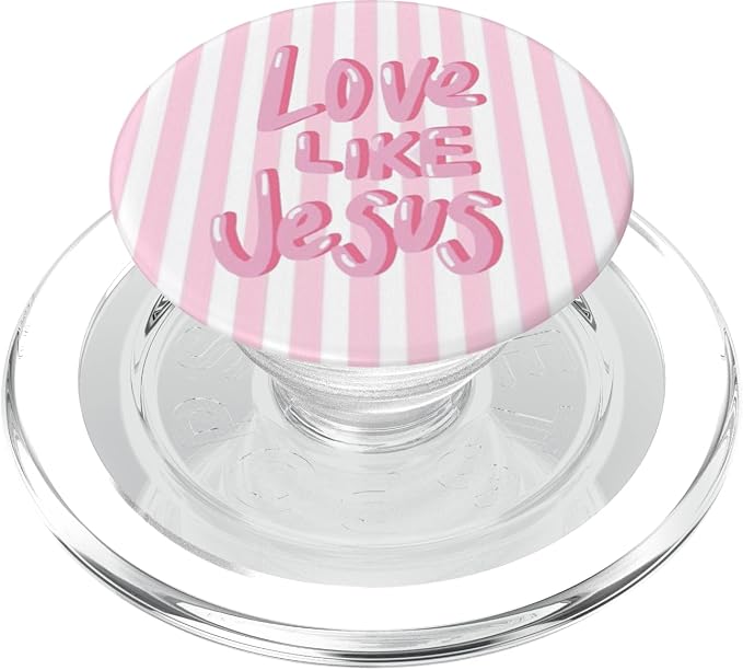 Light Pink White Stripes Christian Bible Love Like Jesus PopSockets PopGrip for MagSafe