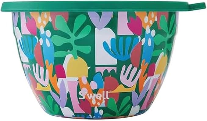 S’well Stainless Steel 64oz Salad Bowl Kit, Paper Cutouts Design, Includes 2oz Mini Canister and Removable Tray, Leakproof, Easy to Clean, Dishwasher Safe