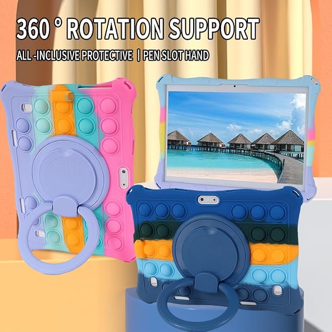 Silicone Rotatable Case for Dragon Touch Notepad K10 YELLYOUTH Hoozo Touch WECOOL 10.1 inch Winsing ZONKO 10 inch Tablet (Black)