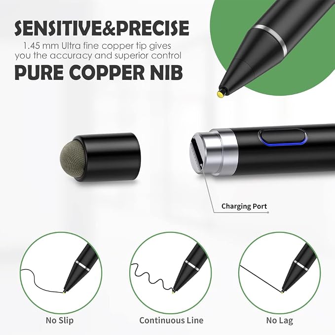 Active Stylus Pen for Touch ScreensDual Pen Tips for iOS &amp Android Drawing &amp WritingHigh Precise Digital Pencil for Apple iPhone 16/15/14/13/12/11/X/8iPad Air/Pro/MiniPhone/Tablet/Sam-sung