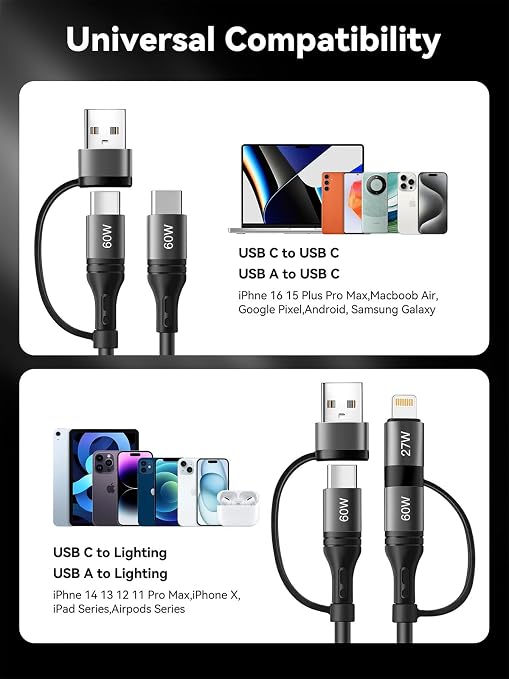 60W Coiled USB C CableiPhone Charger Cable for Car 2Pack 4FT [MFi Certified] Coiled Lightning Cable Fast Charging USB C to Lightning Cord for iPhone17/16/15/14/13/12/11 Series/iPad/MacBook/CarPlay