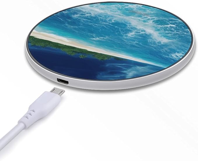 Tropical Ocean Beach Theme Wireless Charger Fast Charging Pad | Anti-Slip Qi Certified Wireless Charging Pad for All Phones with Wireless Charging Function for Home Office Travel