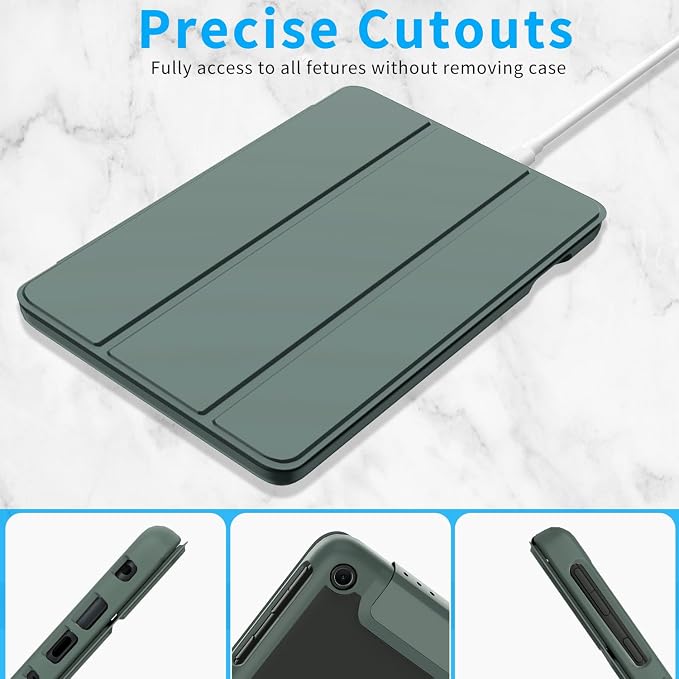 Sanyetral Tablet Protective Case with Auto Wake/Sleep Incompatible with TCL Remarkable -Dark Green