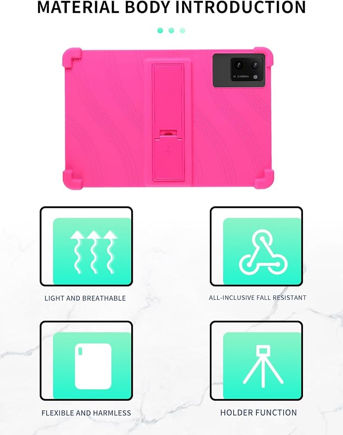Case for DigiLand-S10 10.1 Android 14 Tablets，WUNIAK Shock Proof Lightweight Stand Rubber Shell Protective CoverKids Friendly Soft Silicone Adjustable Stand CoverBlack