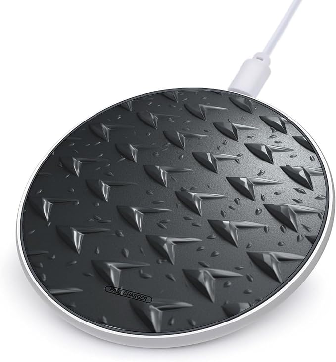 Abstract Diamond Plate Wireless Charger with USB Cable Qi-Certified 10W Fast Wireless Charging Pad Portable Charging Station Anti-Slip Slim Charger Mat for All Qi-Enabled Phones