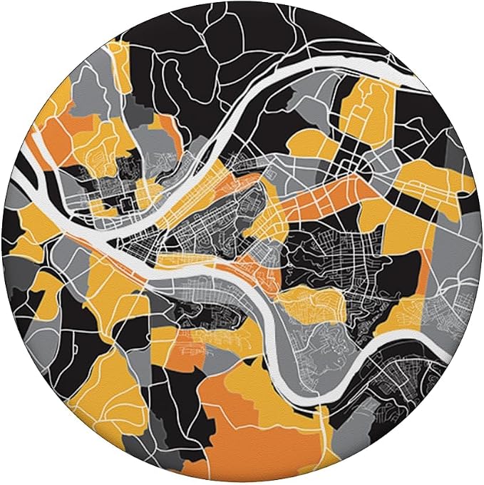 Pittsburgh City Black and Yellow Neighborhood Map PopSockets Adhesive PopGrip