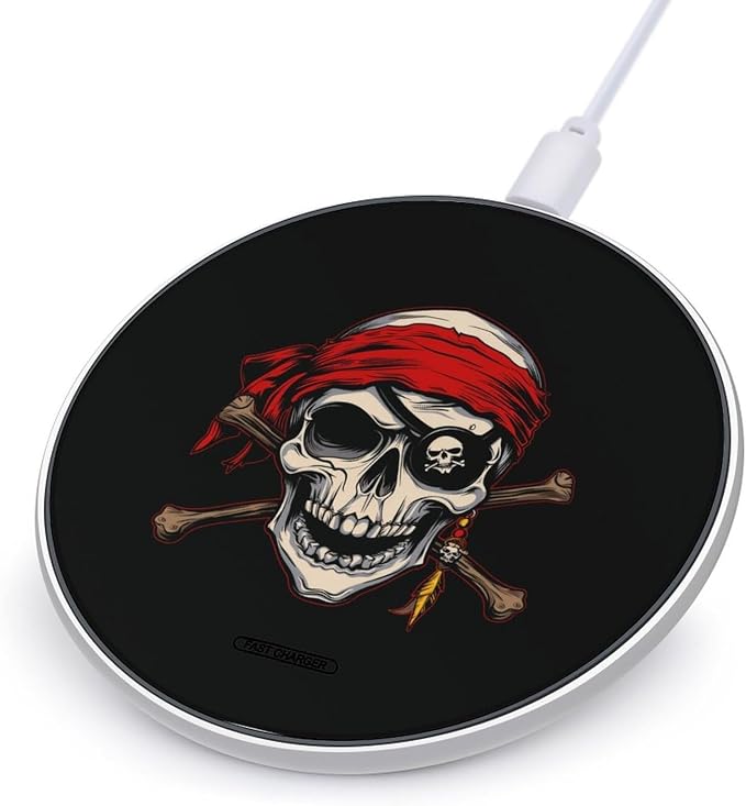 Jolly Roger Piratees Skull Wireless Charger SlimWireless Charging Pad Anti-Slip Charger Mat for Men Women