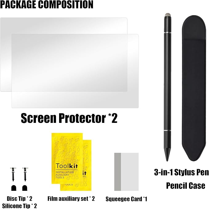 2 Pack Screen Protector and 3 in 1 Stylus Pen for 15 Inch Digital Calendar | Anti glare finish reduces reflections while dual tips offer smooth control and the magnetic case keeps it easy to store.
